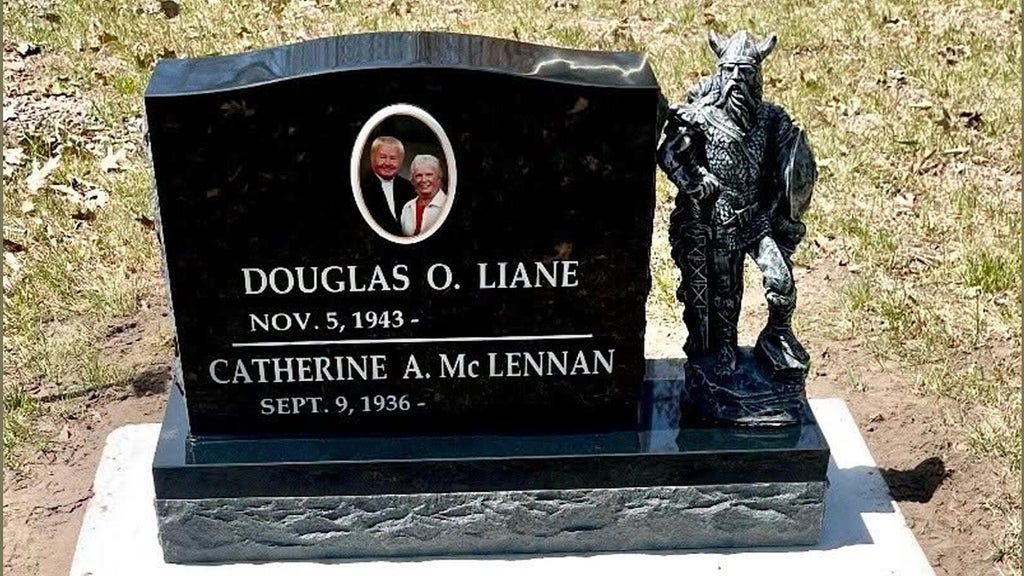 Viking statue stolen from gravestone in cemetery on Lac Mille Lacs, sheriff says — WCCO / CBS Minnesota, Fridley Community news
