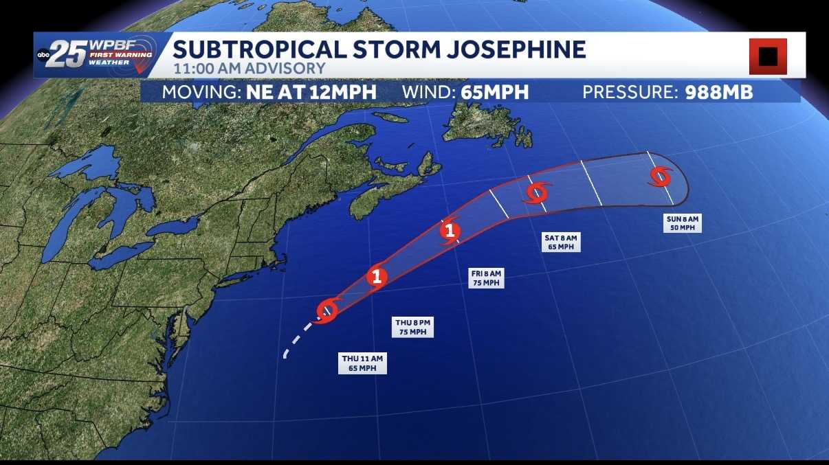 Tracking Subtropical Storm Josephine: Computer models and maps — WPBF West Palm Beach, Fridley Community news