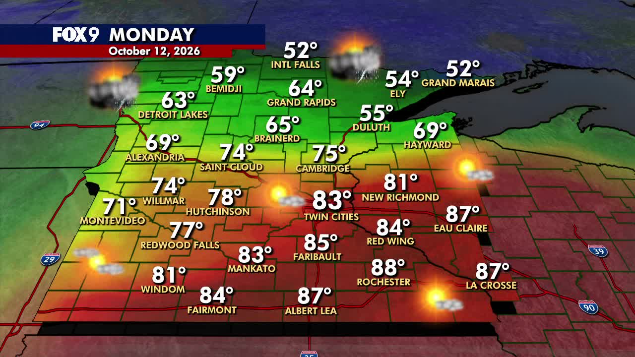 Minnesota weather: Summerlike warmth Monday before cooler Tuesday — FOX 9, Fridley Community news